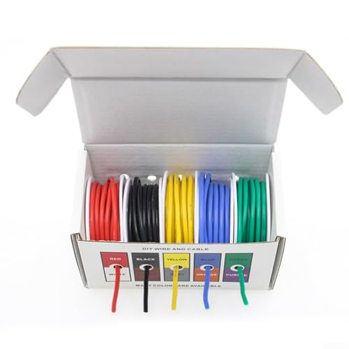 Flexibler Hochtemperaturdraht, 50 m, verzinntes Kupfer-Silikonkabel für Elektronik und Projekte (A-30AWG) von Filteilect