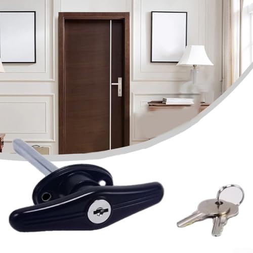 Garagentorschloss aus Zinklegierung, T-Griff, hinten fixiert, um sich zu unterscheiden, wasserdicht, für Schuppen, Wohnwagen, Wohnmobil, Schrank, schwarz (kurz) von Filteilect