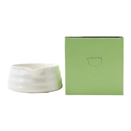 Handgefertigtes japanisches Matcha-Schüssel-Set mit integriertem Ausgießer, 13 cm Steingut-Servierschale für traditionelle Teezubereitung und Ausgießen zu Hause oder Zeremonie (weiß) von Filteilect