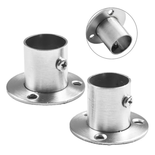 Kleiderschrank-Flanschstangensockel, 2 Stück, Edelstahl, Schrankstangenendstützen für Vorhang, Duschhalter, 28 mm/32 mm, silberfarbene Wand- oder Deckenhalterung (32 mm) von Filteilect