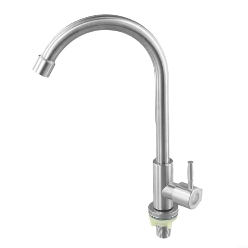 Küchenspüle Wasserhahn Einzelner Kaltwasserhahn, Edelstahl Küchenarmatur mit 360° schwenkbarem Auslauf, energiesparender Luftsprudler, einfache Installation für Waschbeckenstange (S12) (SKU) von Filteilect