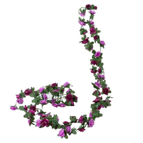 Künstliche Blumengirlanden, künstliche Rosenranken, hängende Girlande, künstliche Blumenranken, hängende Rosengirlanden für Hochzeitswanddekoration (lila – Frühling) von Filteilect
