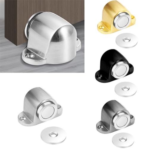 Magnetischer Türstopper aus Edelstahl mit Saugmechanismus und Fangschraube für Bodenmontage, Silber (Grau) von Filteilect