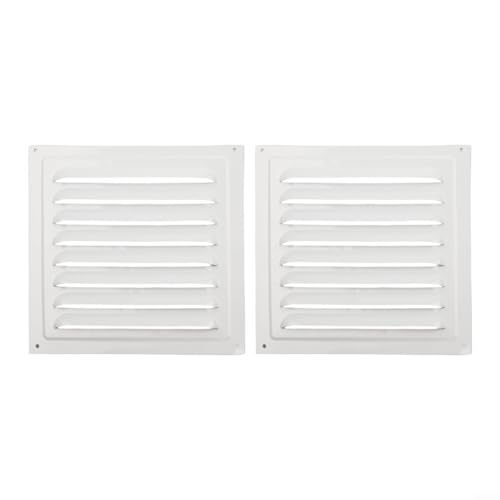Moderne Lüftungsgitterabdeckung für 20 x 20 cm Systeme Edelstahl mit Insektenschutz (2 Stück weiß) von Filteilect
