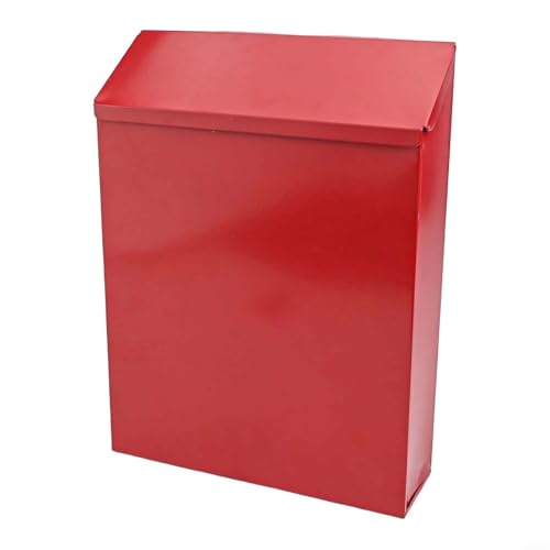 Retro-Briefkasten zur Wandmontage, abschließbarer Metall-Briefkasten mit 2 Schlüsseln, abschließbarer Briefkasten, Vintage-Stil, europäischer Stil, für den Außenbereich, Garten, Heimbüro (rot) von Filteilect