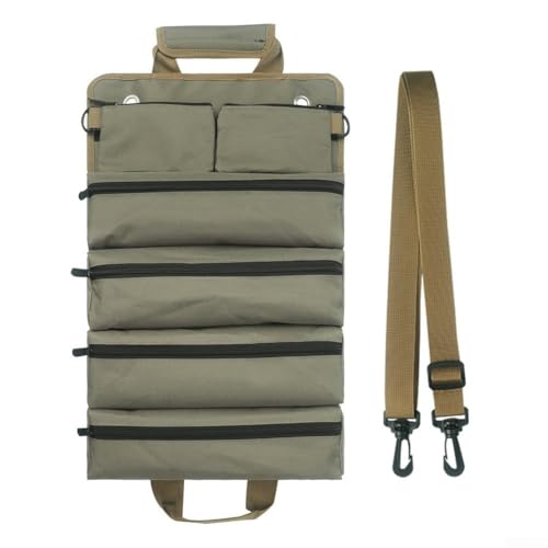 Robuste Werkzeugtasche mit verstellbarem Riemen für Mechaniker und Heimwerker, wasserdichter Oxford-Stoff mit mehreren Fächern (Armeegrün) von Filteilect