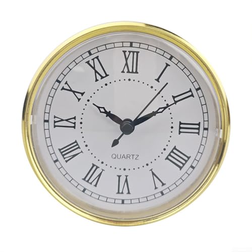 Runder Quarzuhreinsatz, 110 mm weißes Zifferblatt mit goldener Lünette und römischen Ziffern, Ersatzzifferblatt zum Basteln von benutzerdefinierten kleinen Glas oder Uhren von Filteilect