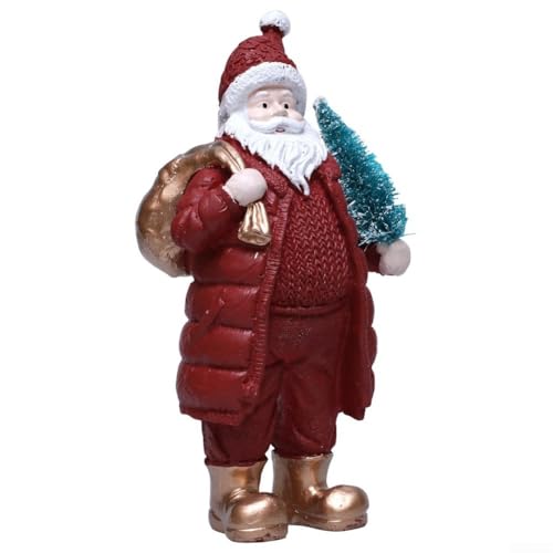 Saisonale Kunstharz-Weihnachtsmann-Figur Ornament für Urlaubsdekoration, Weihnachts-Skulptur aus Kunstharz, handbemalt für Heimdisplay (B) von Filteilect