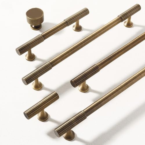 Schrankgriffe aus massivem Messing, Antik-Bronze-Finish, Schubladengriffe, Küche, Schlafzimmer, Möbel, Hardware mit mehreren Lochabständen (96 mm) von Filteilect