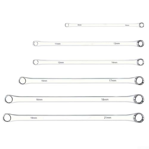 Schraubenschlüssel-Set, extra lang, Chrom-Vanadium-Stahl, 8–21 mm, für Autoreparaturen, 6 Stück Schraubenschlüssel-Set, extra lang, Chrom-Vanadium-Stahl, 8–21 mm, für Autoreparaturen, 6 Stück von Filteilect