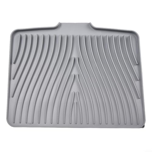 Silikon-Abtropfmatte mit Ablauflippe, 40 x 33 cm, Küchenspüle, Abtropfgestell für Geschirr, Gläser, Töpfe und Pfannen, rutschfester Untersetzer für Arbeitsplatte, Hitze (S12Gray) (SKU) von Filteilect