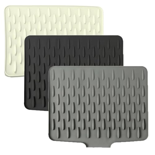 Silikon-Küchen-Abflussmatte mit geneigter Wasserumleitung zum Trocknen von Geschirr und Utensilien, 40 x 32,5 cm, Beige Silikon-Küchen-Abflussmatte mit geneigter Wasserumleitung zum Trocknen von Geschirr und Utensilien, 40 x 32,5 cm, Beige von Filteilect