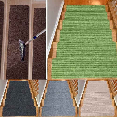 Stufenmatten aus Massivholz mit rutschfester Unterseite für Teppichschutz bieten Sicherheit und leise Trittfunktion (5 Stück, hellgrau) von Filteilect