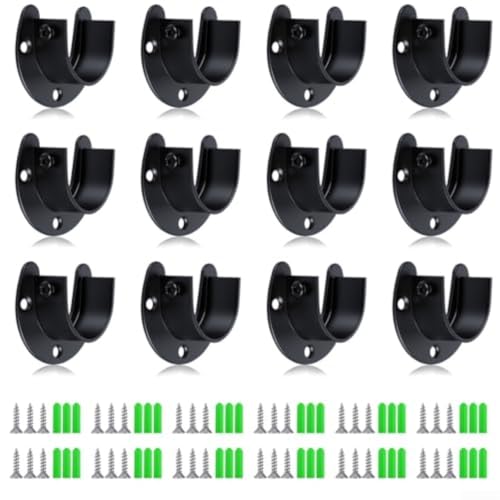 U-förmige Stangenhalterungen aus Edelstahl für Schrank, Vorhang und Duschstange, hohe Tragfähigkeit und Widerstand, 12 Stück U-förmige Stangenhalterungen aus Edelstahl für Schrank, Vorhang und Duschstange, hohe Tragfähigkeit und Widerstand, 12 Stück von Filteilect