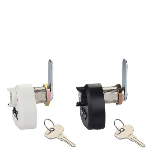 Zahlenschloss mit Schlüssel für Briefkasten, Tür, Schublade, Schrank, Schließfach, mechanisches Passwortschloss, 20 mm, 25 mm, Zinklegierung, Schwarz / Weiß (25 mm Weiß) von Filteilect