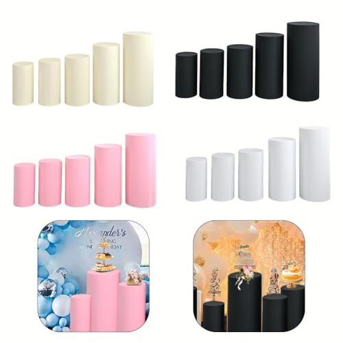 Zylinderständerabdeckungen, Set, elastisch, Polyester, für Hochzeit, Party, Event, Dekoration, mehrere Größen, S, M, L, XL, XXL (hellrosa) von Filteilect
