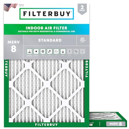 Filterbuy 16,5 x 21 x 1 Luftfilter MERV 8 Staubschutz (2er-Pack), plissierter HVAC AC Ofen-Luftfilter Ersatz (tatsächliche Größe: 41,5 x 50,5 x 1,9 cm) von FilterBuy