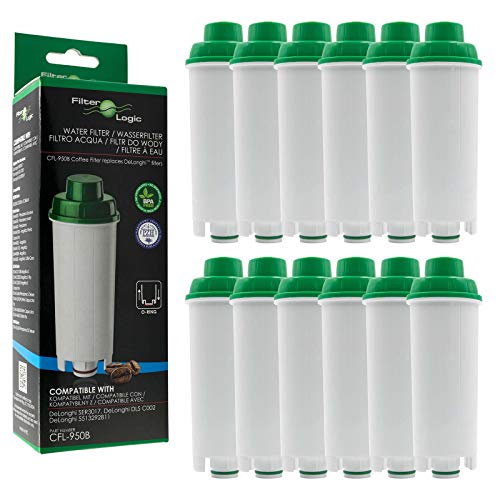 FilterLogic CFL-950B | 12x Wasserfilter kompatibel mit DeLonghi DLS C002, DLSC002 Filterpatrone für Magnifica, Rivelia, Eletta, Primadonna, Maestosa, Dinamica, Autentica, ECAM Kaffeevollautomaten von Filterlogic