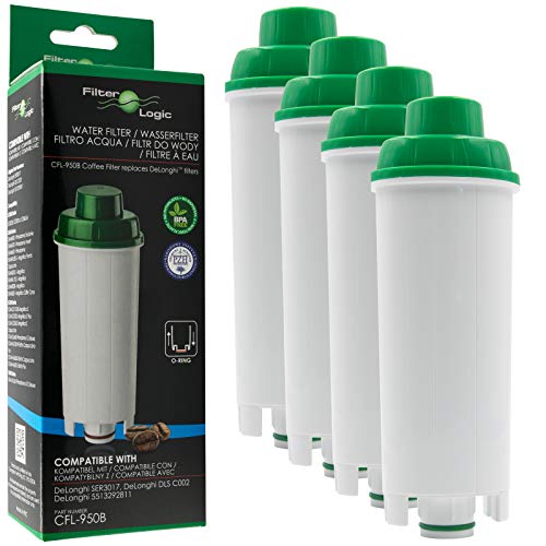 FilterLogic CFL-950B | 4x Wasserfilter kompatibel mit DeLonghi DLS C002, DLSC002 Filterpatrone für Magnifica, Rivelia, Eletta, Primadonna, Maestosa, Dinamica, Autentica, ECAM Kaffeevollautomaten von Filterlogic