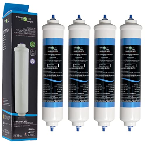 4x FilterLogic FFL-191X externe Wasserfilter ersetzen SAMSUNG DA29-10105J, HAFEX/EXP, HAFEX EXP/LG 5231JA2010B, 5231JA2010C / HAIER 0060823485A / WHIRLPOOL USC-100 Kühlschrankfilter - Filter von Filterlogic