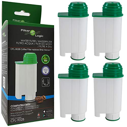 Filterlogic CFL-902B | 4er Pack - Wasserfilter für Philips Saeco CA6702/10 CA6702/00 CA6702 kompatibel mit Brita Intenza+ Wasserfilterkartusche Wasserfilterpatrone für Kaffeevollautomat Kaffeemaschine von Filterlogic