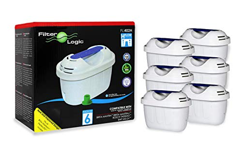 FilterLogic FL402H | 6er Pack Wasserfilter kompatibel mit Brita Maxtra+ Plus Filterkartuschen für Marella Style Flow Aluna Elemaris XL cool & TASSIMO von Filterlogic