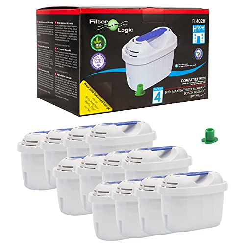 FilterLogic FL402H | 12er Pack - Wasserfilter kompatibel mit Brita Maxtra+ Plus Filterkartuschen für fill&enjoy Marella Style Flow Elemaris Fun Tischwasserfilter & TASSIMO Kaffeeautomat Kartuschen von Filterlogic