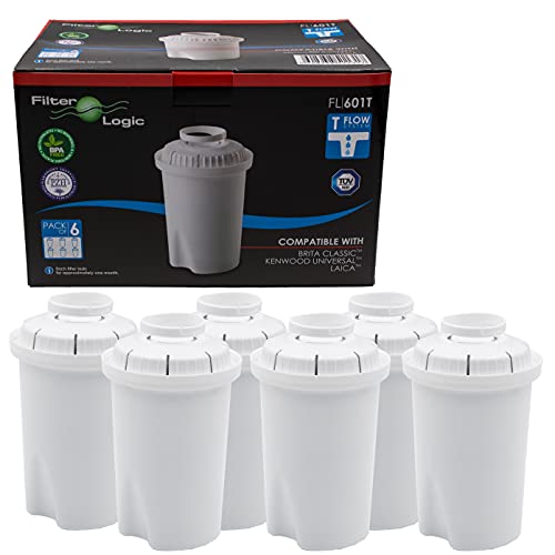 Filterlogic FL601T | 6er Pack Wasserfilterkartuschen kompatibel mit Brita Classic Wasserfilterkannen/Tischwasserfilter Wasserfilter Filterkartuschen Kartuschen von Filterlogic