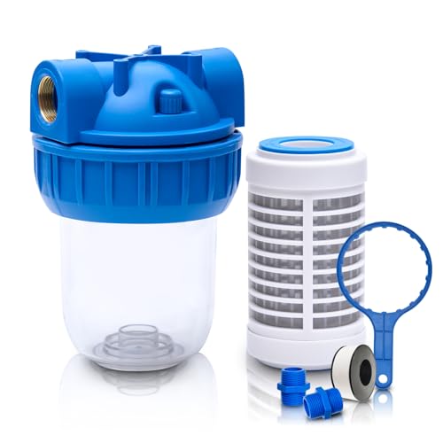 Vorfilter gartenpumpe Wasserfilter Pumpenfilter Hauswasserfilter Sandfilter outdoor Hauswasserwerk 5" Messing-Innengewinde waschbare Filterkartusche von Filterelated