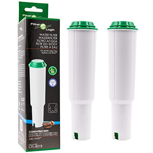 FilterLogic CFL-801B | 2x Filterpatronen kompatibel mit Jura WHITE 60209 68739 62911 Wasserfilter für Jura Kaffeemaschine, Kaffeevollautomat - Bj. bis 10-2009 - Steck Filter, Filterkartusche von Filterlogic
