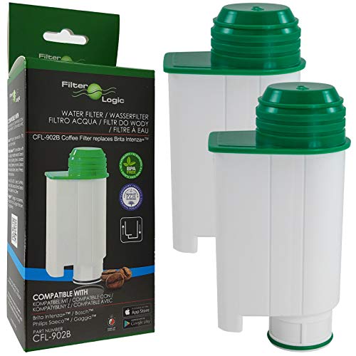 Filterlogic CFL-902B | 2er Pack - Wasserfilter für Philips Saeco CA6702/10 CA6702/00 CA6702 kompatibel mit Brita Intenza+ Wasserfilterkartusche Wasserfilterpatrone für Kaffeevollautomat Kaffeemaschine von Filterlogic