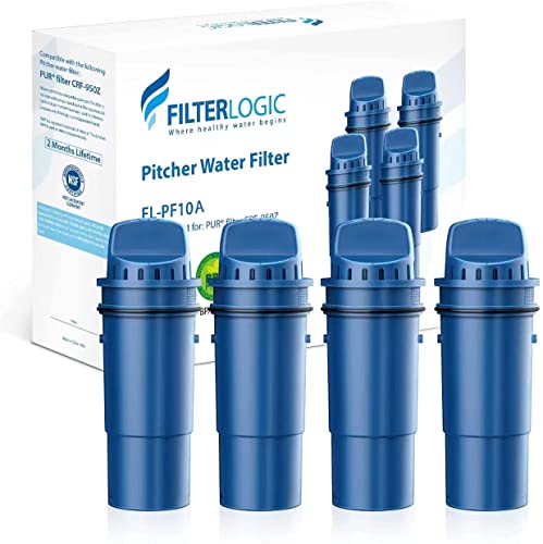 FilterLogic CRF-950Z NSF Certified Pitcher Water Filter, Replacement for Pitchers and Dispensers PPT700W, CR-1100C, DS-1800Z and PPF951K, PPF900Z Water filter (Pack of 4) von Filterlogic