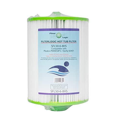 Filterlogic SFL50-6-8HS | Wasserfilter kompatibel mit Pleatco PWW50P3, PWW50-P3, PWW50P3-M, Unicel 6CH-940, Magnum WY45 Filterkartusche Whirlpoolfilter Poolfilter Spafilter Filter von Filterlogic