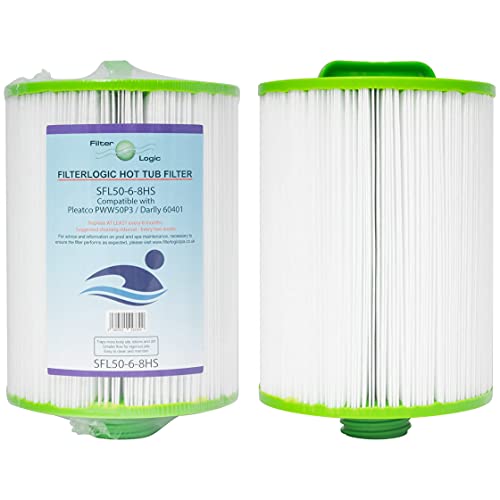 Filterlogic SFL50-6-8HS | 2X Wasserfilter kompatibel mit Pleatco PWW50P3, PWW50-P3, PWW50P3-M, Unicel 6CH-940, Magnum WY45 Filterkartusche Whirlpoolfilter Poolfilter Spafilter Filter von Filterlogic