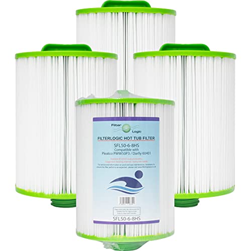 Filterlogic SFL50-6-8HS | 4X Wasserfilter kompatibel mit Pleatco PWW50P3, PWW50-P3, PWW50P3-M, Unicel 6CH-940, Magnum WY45 Filterkartusche Whirlpoolfilter Poolfilter Spafilter Filter von Filterlogic