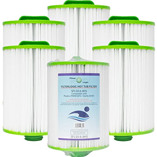 Filterlogic SFL50-6-8HS | 6X Wasserfilter kompatibel mit Pleatco PWW50P3, PWW50-P3, PWW50P3-M, Unicel 6CH-940, Magnum WY45 Filterkartusche Whirlpoolfilter Poolfilter Spafilter Filter von Filterlogic