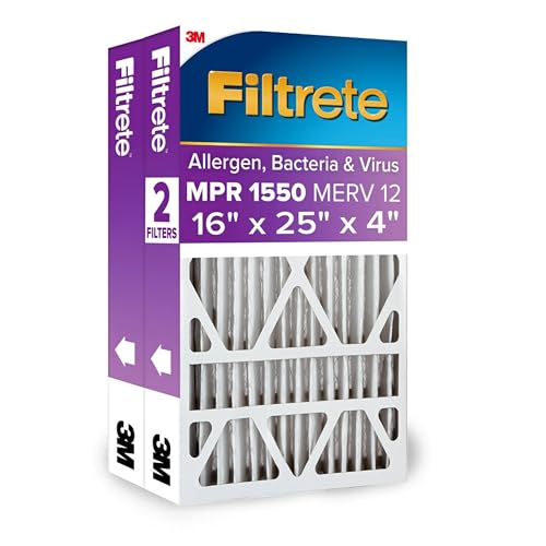 Filtrete 16 x 25 x 4 AC Ofenluftfilter, MPR 1550 DP, Healthy Living Ultra Allergen Deep Pleat, 2er-Pack (genaue Maße 15,88 x 24,56 x 4,31) von Filtrete