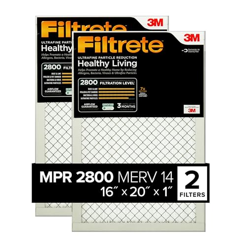 Filtrete 16x20x1 Air Filter, MPR 2800, MERV 14, Healthy Living Ultrafine Particle Reduction 3-Month Pleated 1-Inch Air Filters, 2 Filters Filtrete 16x20x1 Air Filter, MPR 2800, MERV 14, Healthy Living Ultrafine Particle Reduction 3-Month Pleated 1-Inch Air Filters, 2 Filters von Filtrete