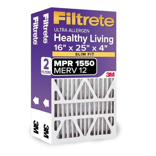 Filtrete 16x25x4 SlimFit AC Ofenluftfilter, MPR 1550 DP, Healthy Living Ultra Allergen Deep Pleat, 2er-Pack (genaue Maße 15,5 x 24,5 x 3,75) von Filtrete