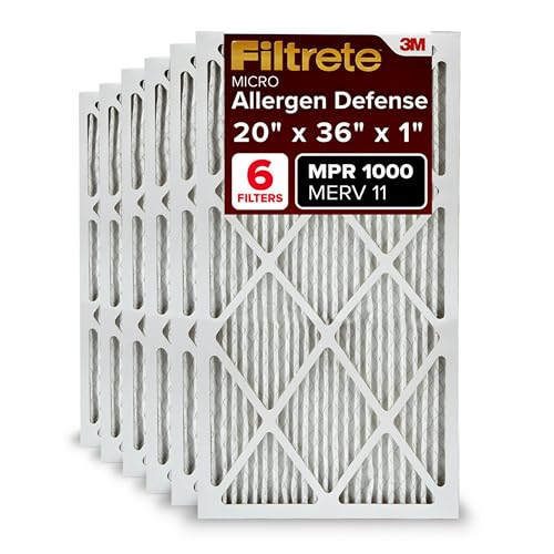 Filtrete 20x36x1, AC Ofen-Luftfilter, MPR 1000, Micro Allergen Defense, 6er-Pack (genaue Maße 19,81 x 35,81 x 0,81) von Filtrete