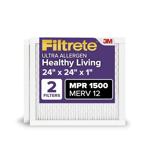 Filtrete 24x24x1 Luftfilter, MPR 1500, MERV 12, Healthy Living Ultra-Allergen 3 Monate Plissee 1 Zoll Luftfilter, 2 Filter von Filtrete