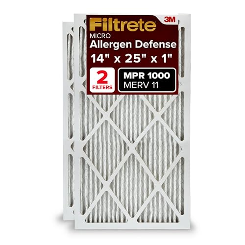 Filtrete 14x25x1, AC Ofenluftfilter, MPR 1000, Micro Allergen Defense, 2er-Pack (genaue Maße 13,781 x 24,781 x 0,84) von Filtrete