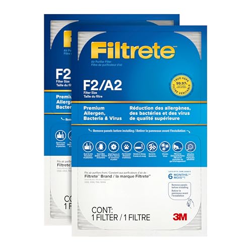 Filtrete F2 Raumluftreiniger-Filter, True HEPA Premium Allergene, Bakterien und Viren, 33 cm. x 20,8 cm, 2er-Pack, funktioniert mit Geräten: FAP-C02WA-G2, FAP-C03BA-G2 und FAP-T03BA-G2 SC02N Filtrete F2 Raumluftreiniger-Filter, True HEPA Premium Allergene, Bakterien und Viren, 33 cm. x 20,8 cm, 2er-Pack, funktioniert mit Geräten: FAP-C02WA-G2, FAP-C03BA-G2 und FAP-T03BA-G2 SC02N von Filtrete