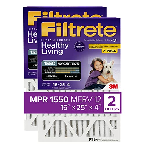 Filtrete Gesundes Wohnen Ultra Allergen Deep Falte Filter, MPR 1550, 20 x 20 x 4-Zoll (4–3/8 Tiefe), 4er Pack, NDP01-4IN-2P-2 von Filtrete