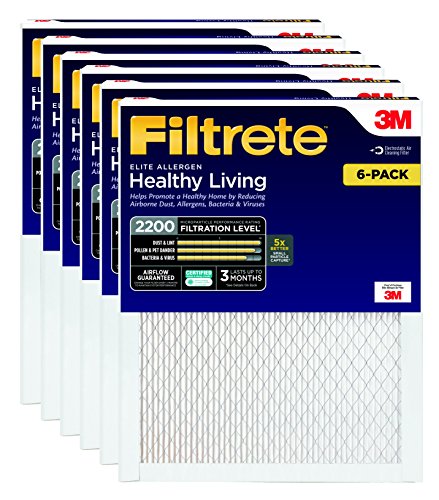 Filtrete MPR 2200 20 x 30 x 1 Healthy Living Elite Allergenreduktion AC Ofenluftfilter, 6 Stück von Filtrete