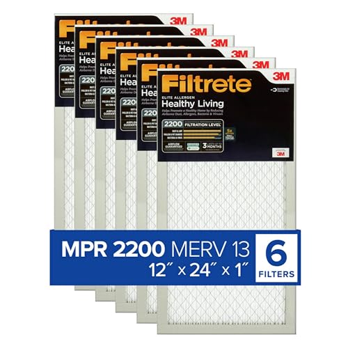 Filtrete 12 x 24 x 1, AC Ofen-Luftfilter, MPR 2200, Healthy Living Elite Allergen, 6er-Pack (genaue Maße 11,69 x 23,69 x 0,78) von Filtrete