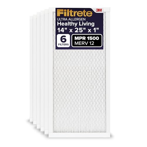 Filtrete 14x25x1, AC Ofenluftfilter, MPR 1500, Healthy Living Ultra Allergen, 6er-Pack (genaue Maße 13,81 x 24,81 x 0,78) von Filtrete