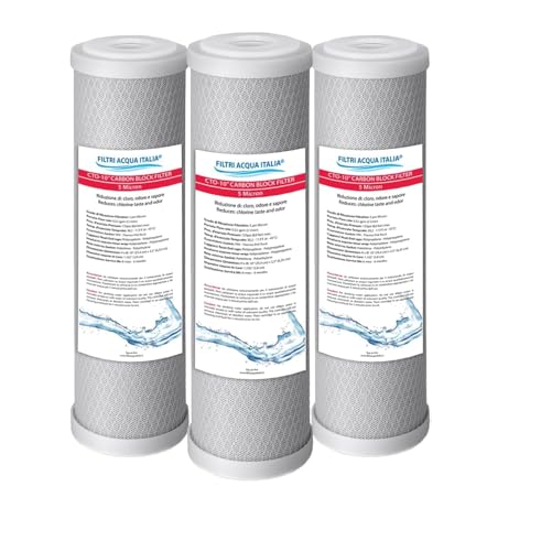 Carbon-Kartusche 5 Micron 10 Zoll CTO Aktivkohlefilter für Umkehrosmose Set 3 Stück Wasserfilter Italia® von Filtri Acqua Italia