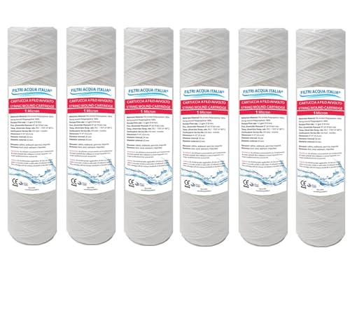 Filtri Acqua Italia Patrone Filterdraht gewickelt 10 Zoll Micron 1 Polypropylen Sediment-Set 6 Stück von Filtri Acqua Italia