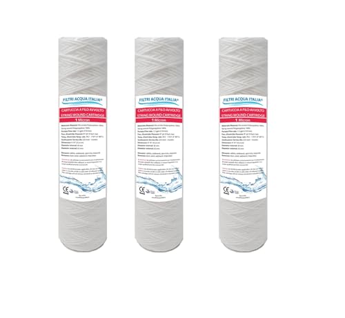 Filtri Acqua Italia Patrone Filterdraht gewickelt 10 Zoll Micron 1 Polypropylen Sedimente, Set 3 Stück von Filtri Acqua Italia